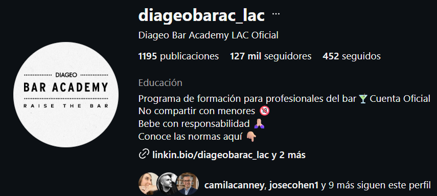 Diageo Bar Academy LAC Instagram profile